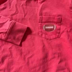 Vineyard Vines Football red hooded long sleeve tee